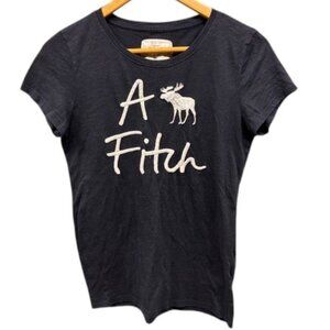 Abercrombie & Fitch T-Shirt‎ Women’s Black Graphic A Fitch Embroidered Moose M